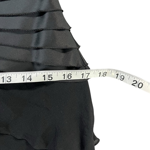 Tadashi Shoji Y2K Halter Dress 12 Black Silk Tiered Layer Cocktail Gown Romantic - Picture 13 of 16